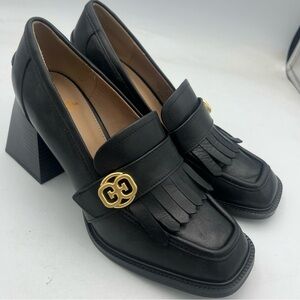 Sam Edelman Quinly Leather  Slip On Chunky Block Heel Loafers Kilty Pumps 7.5M